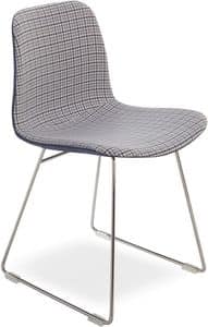Dama UP, Modern chair with metal base, seat in fabric