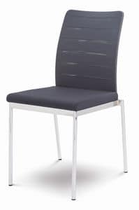 Evosa 08/1, Modern metal chair for kitchen, chair with upholstered seat for bar