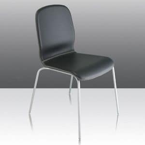 Glamour Up, Fireproof chair with shell upholstered in leather, suitable for contract use