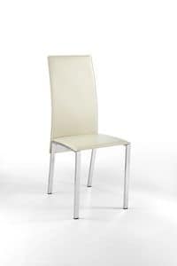 Ibiza, Chair in leather and brushed steel, for dining room