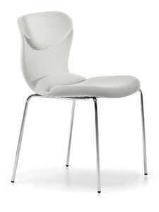 Italia S, Comfortable stackable chair, metal base, for living room