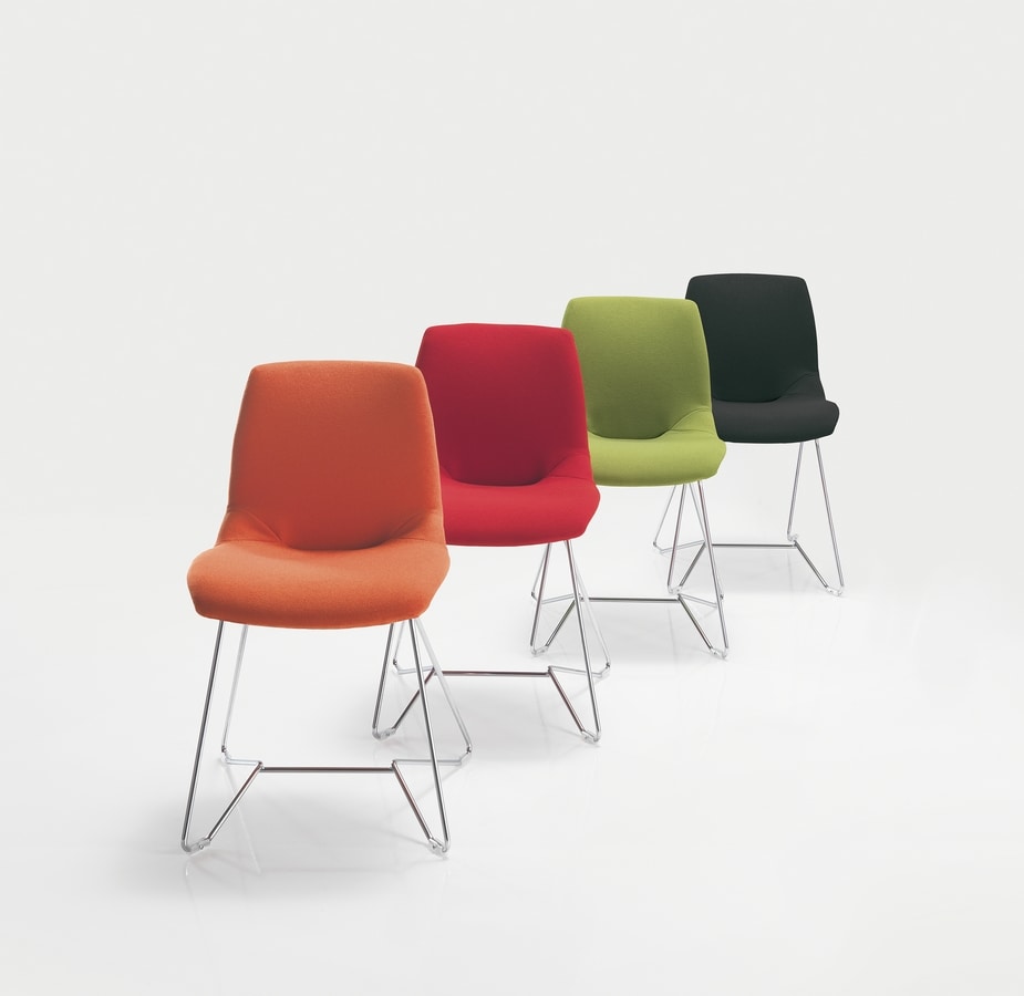 Kaleidos fabric, Metal upholstered chair, in various colors