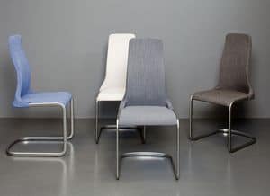 Mery, Chair with sled base and upholstered seat, fabirc covering