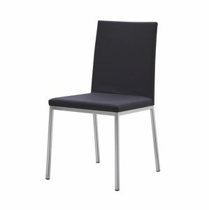 Mira CE, Modern chair in steel, seat and back covered in leather