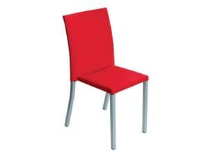 Modena, Padded stackable chair, in metal, household
