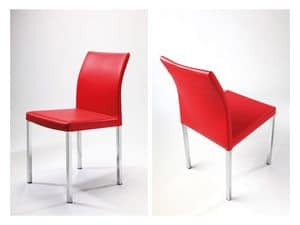 Orchidea, Linear chair, in leather, in various colors, for waiting room