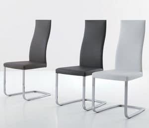 Slim 655/657, Modern chair with sled base, covering in eco-leather