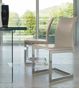 SONIA, Chair with cantilever base, with rigorous and geometric lines