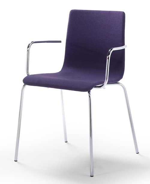 Tesa fabric AR, Stackable chair with armrests, padded seat and backrest
