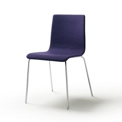 Tesa fabric, Stackable chair in chromed or varnished steel