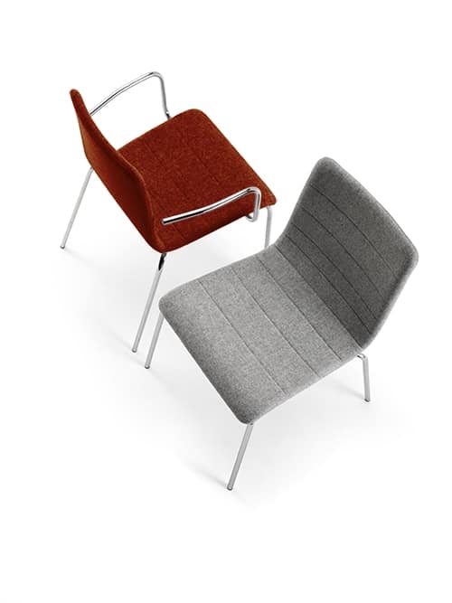 Tesa stripe, Stackable chair, in chromed metal, horizontal seams