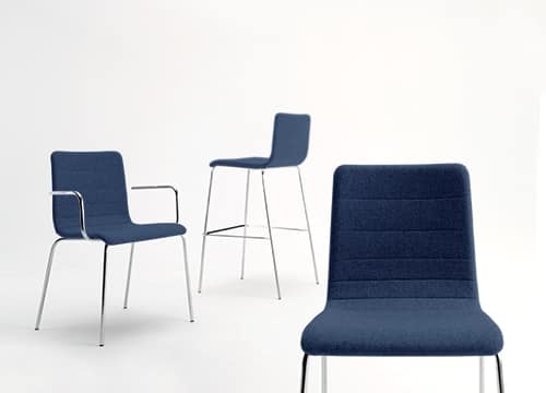 Tesa stripe, Stackable chair, in chromed metal, horizontal seams