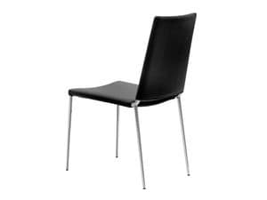 Vittoria, Linear steel chair, covered in leather, household