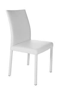 XL, Chair in white painted metal and leather covering body suited for kitchens and restaurants