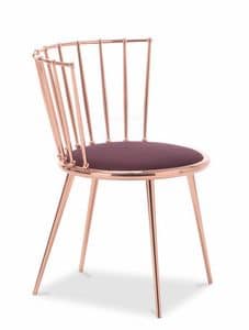 Aurora barred-back chair, Metal chair with padded seat