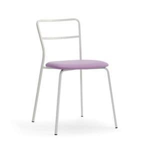 Axelle, Modern chair in chromed metal, padded seat