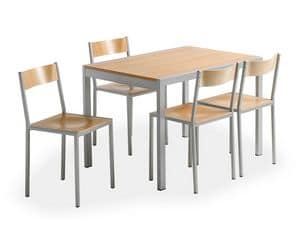 Do chair, Metal chair with wooden seat, for canteen