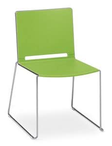 Easy 01, Stackable chair with chromed metal and coloured polypropylene