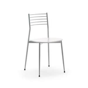 Estelle, Chair in chromed metal, plywood seat