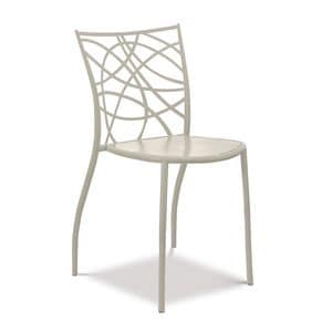 Julie chair, Stackable iron chair, back cut with laser