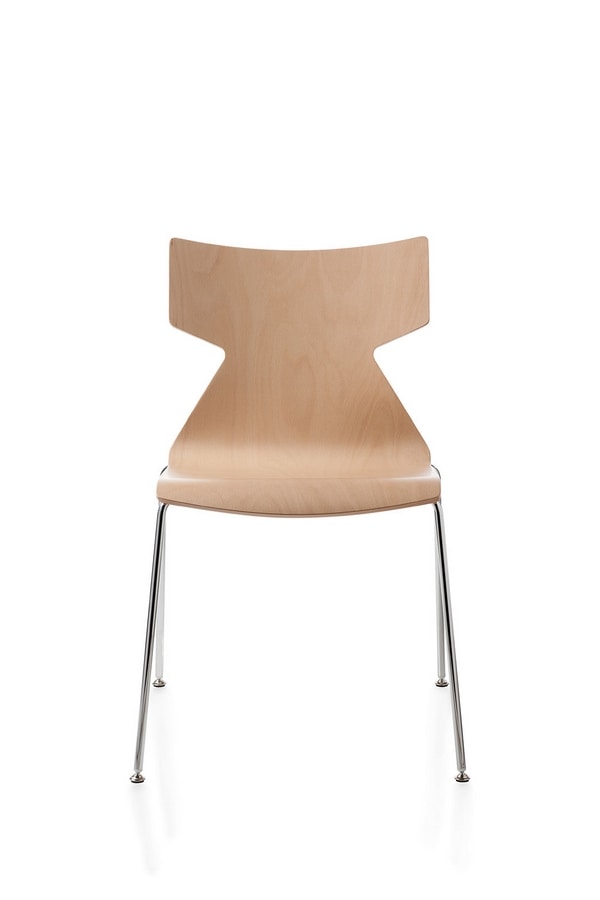Kimbox Wood, Stackable chair with metal legs