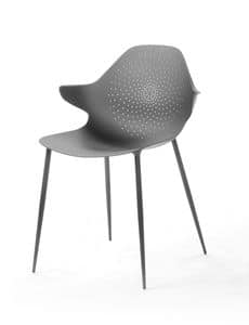 Klera 4 conical arms, Chair in steel and decorated aluminum, with armrests
