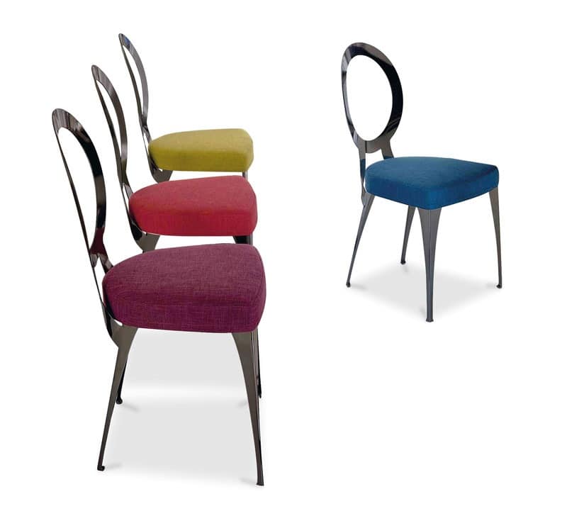 Miss chair, Chair with iron frame, seat upholstered in rubber