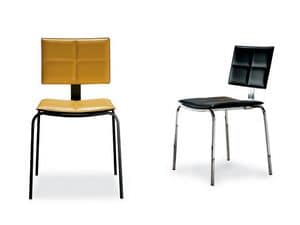 s81 gilda, Chair without armrests with seat and backrest made of leather
