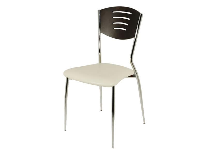 SE 001, Linear dining chair, beech wood back, for Kitchen