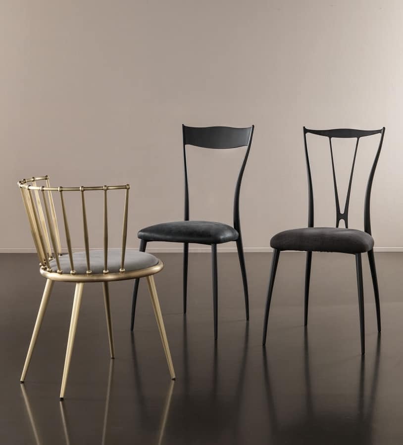 Vilma New chair, Metal chair with padded seat