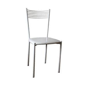 Zara, Chair in white lacquered metal, faux leather seat