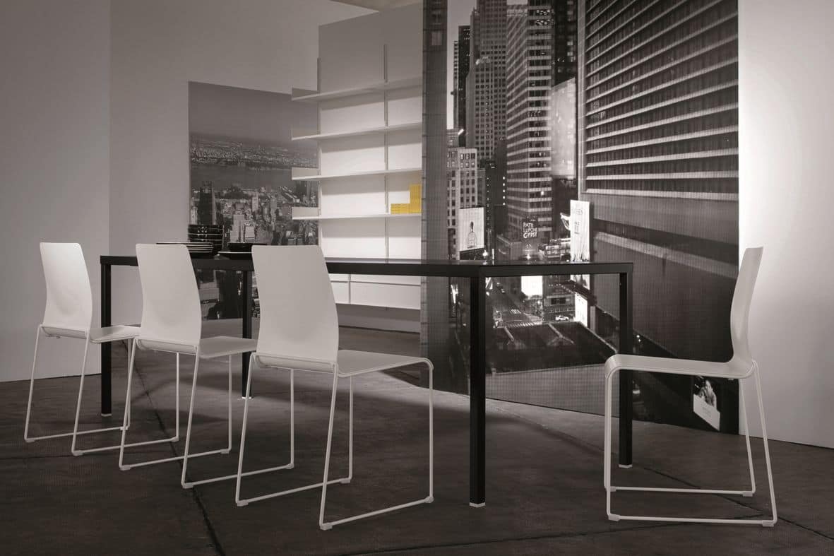 Camilla, Stackable chair, with metal frame, seat made of light alloy