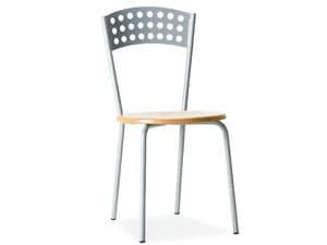 CINDY, Metal chair with wooden seat