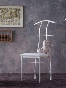 Galileo, Hanger chair, painted iron, sitting in faux leather