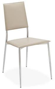 ROSA, Modern chair in metal and leather, with thin legs