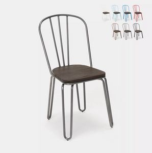 Tolix industrial steel chairs for bar and kitchen design Ferrum SM9036WO, Chair in galvanized and painted steel