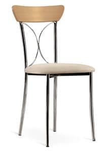 TORINO, Chair with metal frame and wood, padded seat