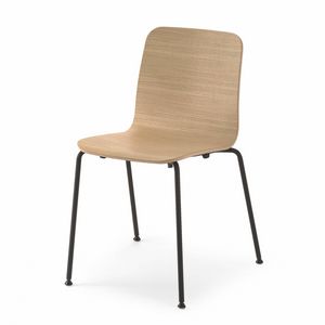 Bebo 3, Stackable chair in steel and plywood