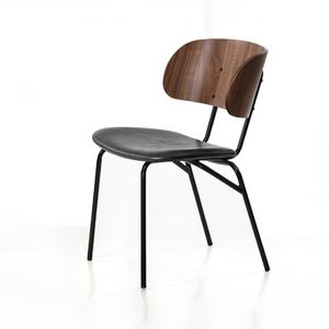 Giulia Back Wood, Metal chair, padded seat, wooden back