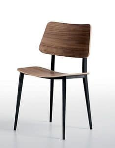 Joe, Chair made of metal and wood, for kitchens and living