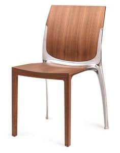 SE 800 / INT, Stackable chair in wood and metal, for contract use