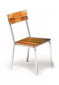 Sorrento/s, Outdoor chair, iroko wood and steel, stackable