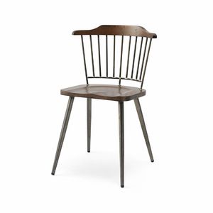Unica, Metal chair, with wooden seat and back