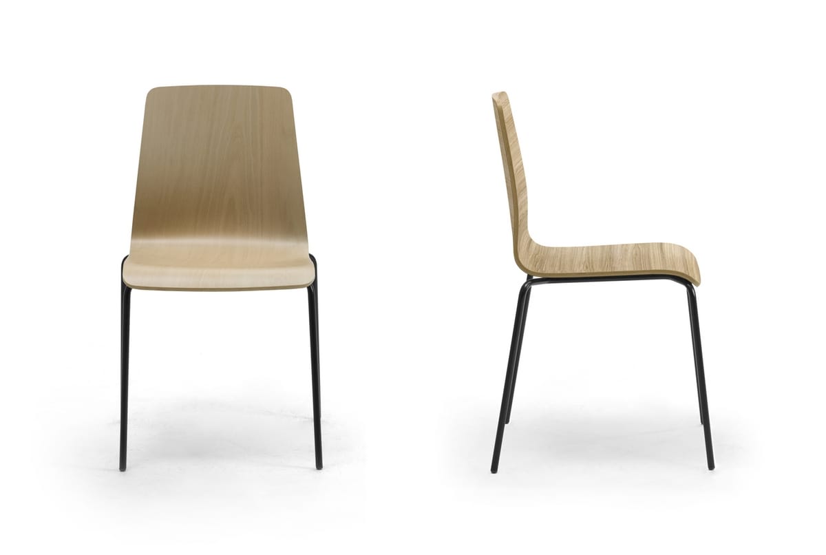 Zerosedici Wood 4G, Chair with 4 legs in metal, robust wooden shell