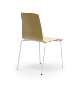 Zerosedici Wood 4G, Chair with 4 legs in metal, robust wooden shell