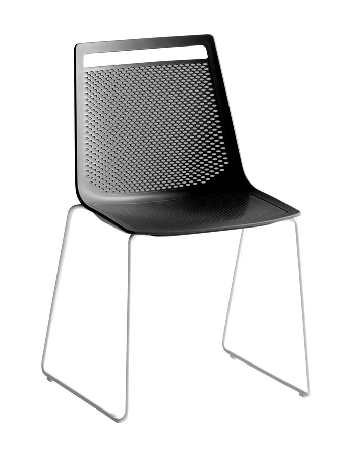 Akami S, Metal chair, backrest in polymer perforated