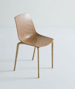 Alhambra Eco cod. 92/NAECO, Chairs with shell in plastic, composite wood frame
