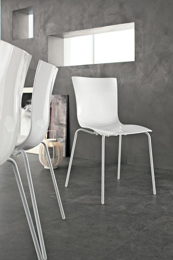 ARIA EASY, Modern stacking chair, in metal plastic, for kitchen and bar