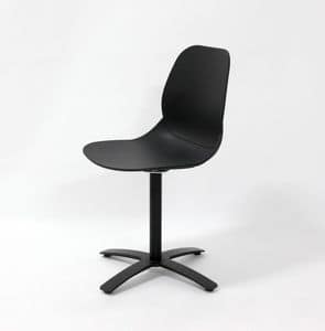 Art. 010 Shell Cross, Swivel chair, with black polypropylene shell