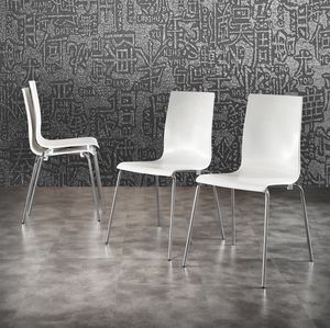 Art. 044 Kris, White polypropylene chair, chromed metal legs